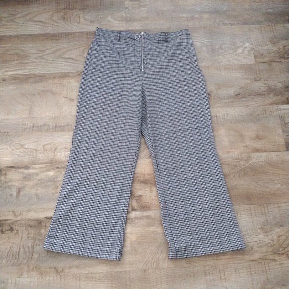 WILD Fable Zip front checked‎ wide leg cropped pants 25" Inseam no pockets XL - Picture 1 of 10